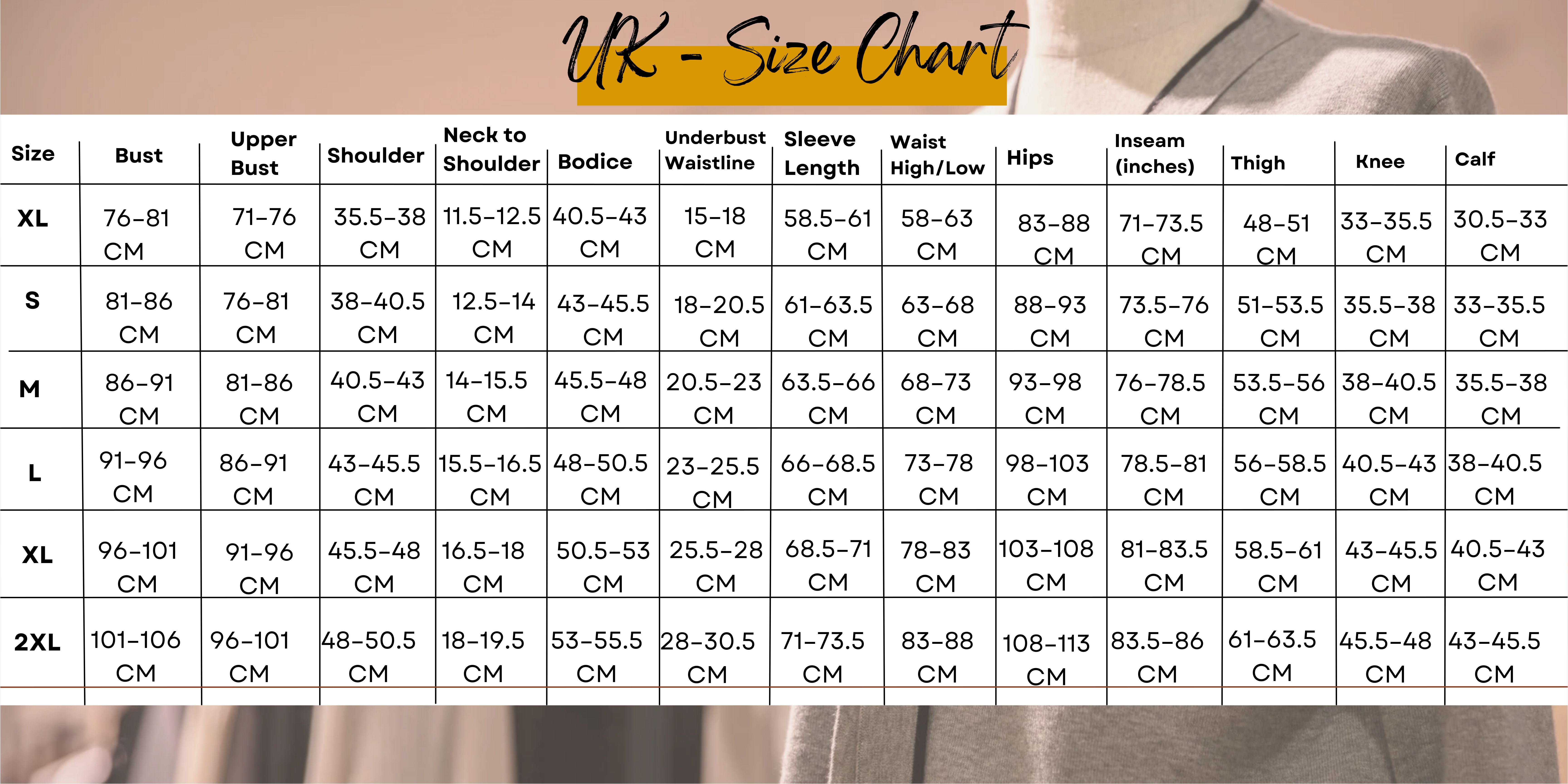 UK Activewear Sizing - Buyco